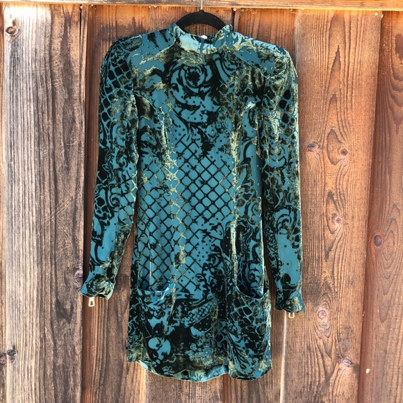 Balmain x HM Green Velvet Dress - Picture 6 of 8